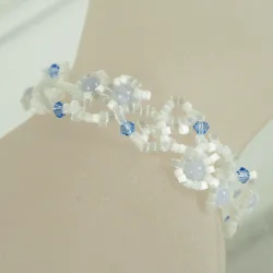 Bracelet S Rose Gold filled 14K - Arabesque Chalcedony-Satin white - Bracelet S Rose Gold filled 14K - Rose Gold filled 14K
